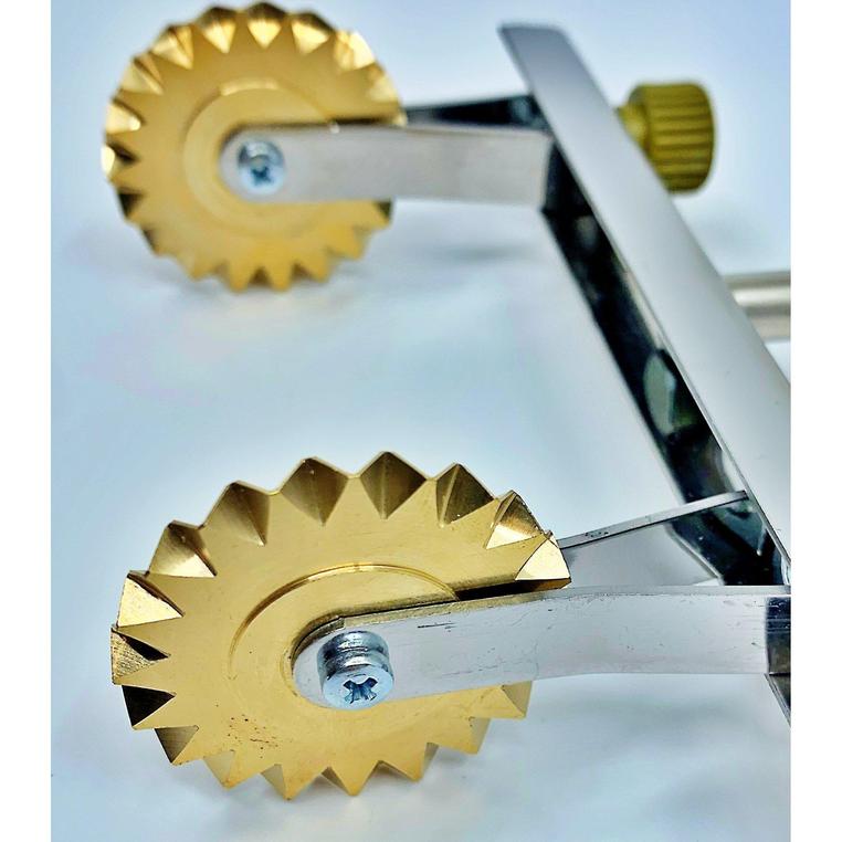 Brass Adjustable Fluted Pasta Wheel with 2 Blades