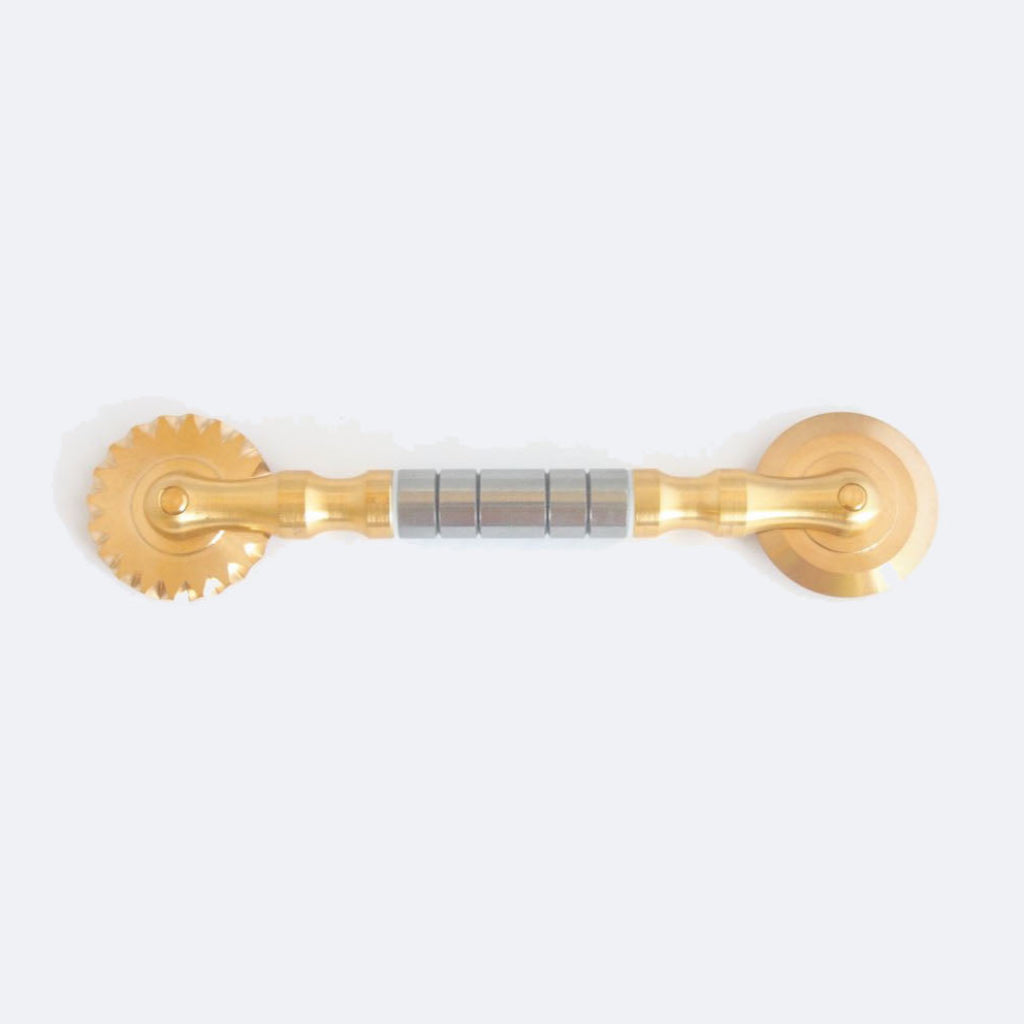 Brass Double-Sided Pasta Wheel – Smooth & Fluted Blades