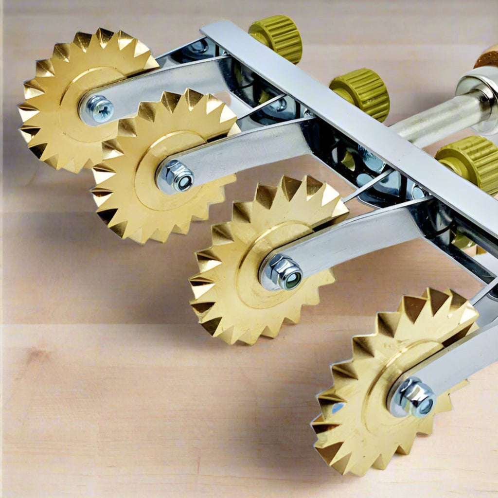 Brass Adjustable Fluted Pasta Wheel with 4 Blades
