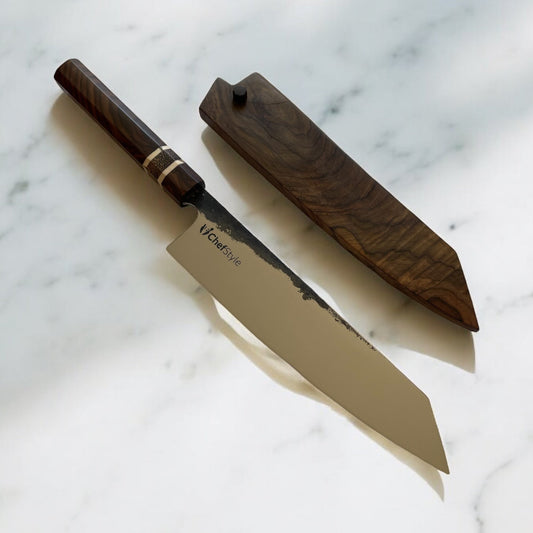 ChefStyle Gyuto Handmade Knife – East Javanese Rosewood Handle with Blackpalm Wood Bolster and Deer Antler Liners