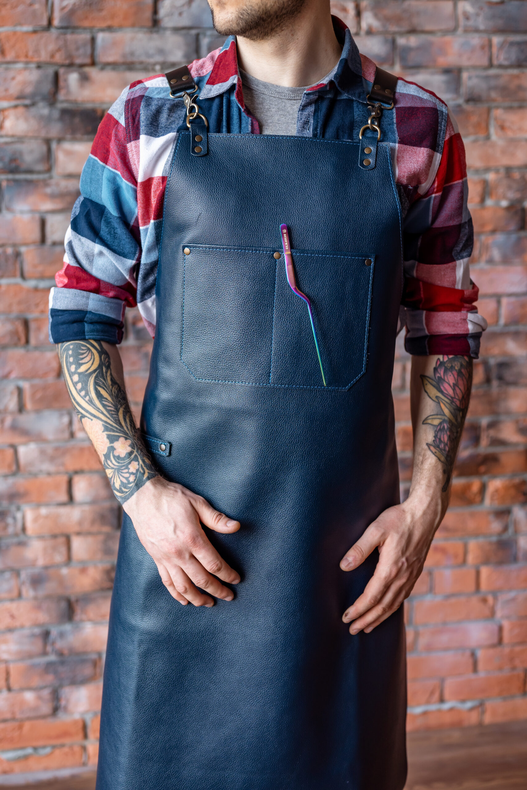 Buy PERSONALIZED APRON for Men, Denim With Cross-back Leather Straps, Mens  Apron, Custom Logo, Text, Work Clothes for Barista, Waiters, Shefs Online  in India - Etsy